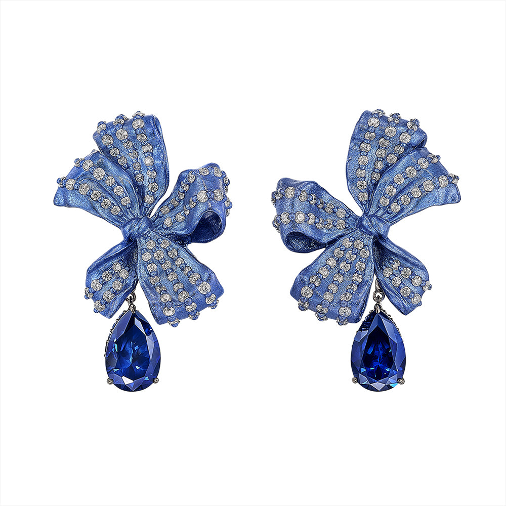 Sapphire Gingham Bow Earrings – Anabela Chan Joaillerie