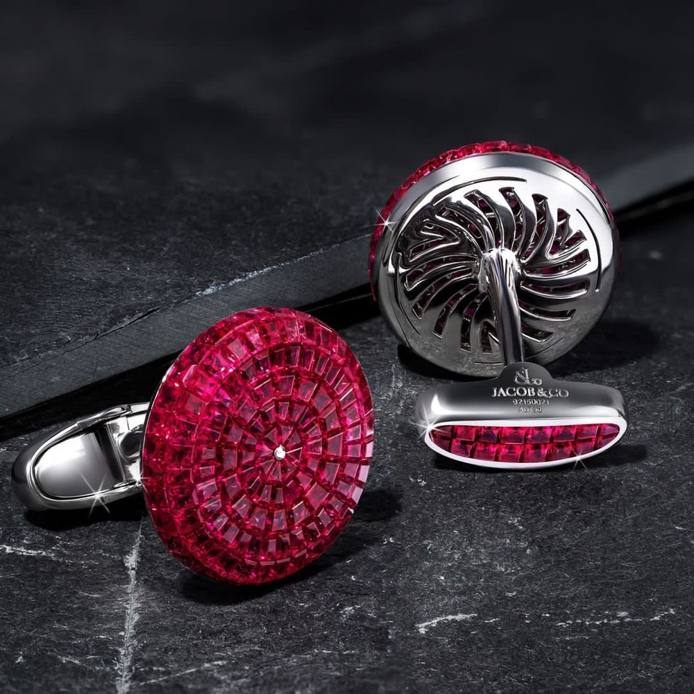 Jacob & Co. 18-Karat White Gold Gemstone Cufflinks